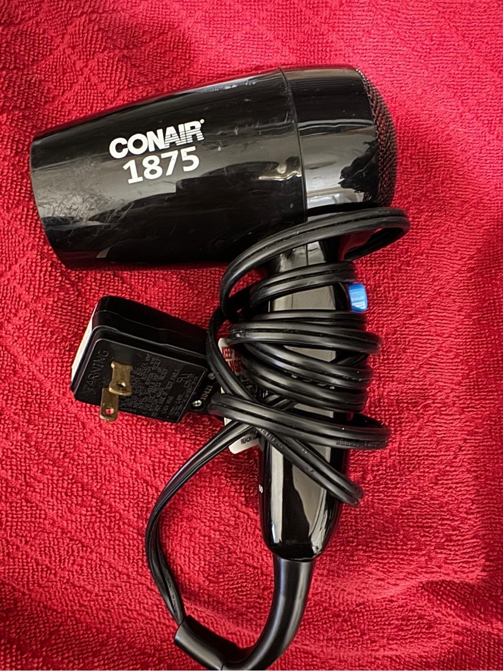 1875W Compact Travel Hair Dryer - Black